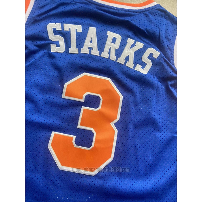 Camiseta New York Knicks John Starks #3 Mitchell & Ness Hardwood Classics Azul